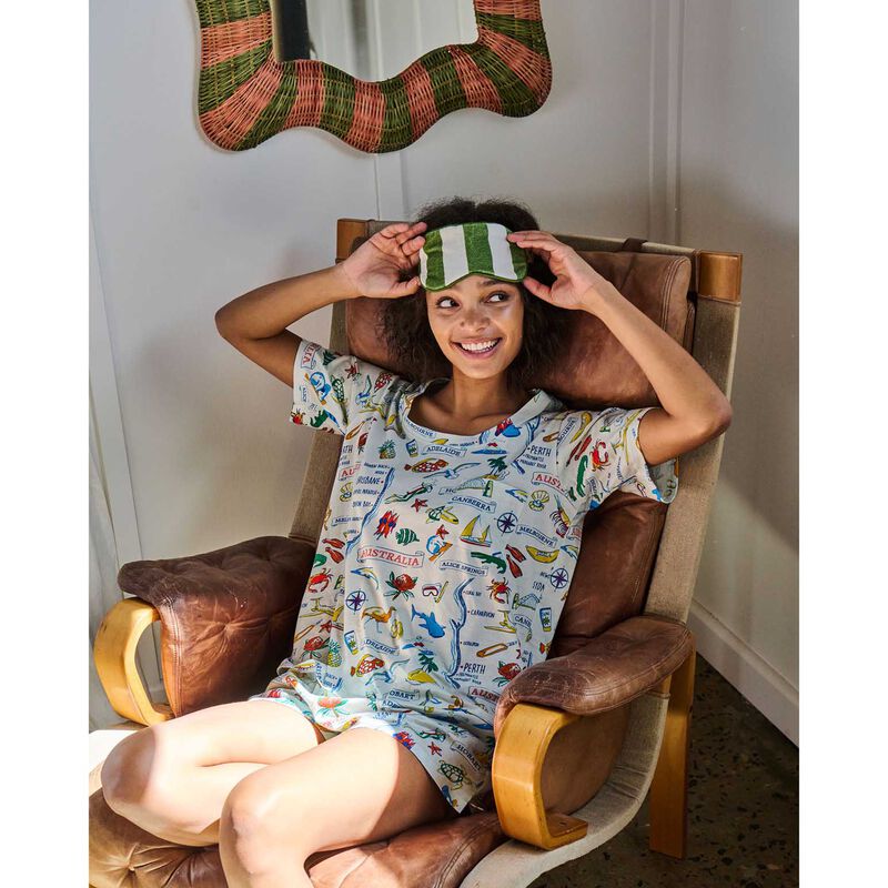 Kip&Co Moss Stripe Velvet Eye Mask image number 3